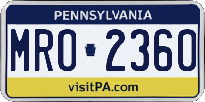 PA license plate MRO2360