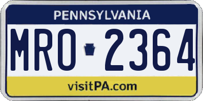 PA license plate MRO2364
