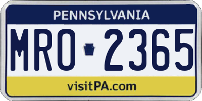 PA license plate MRO2365