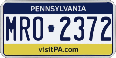 PA license plate MRO2372