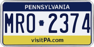 PA license plate MRO2374
