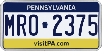 PA license plate MRO2375