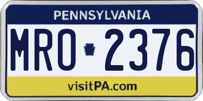 PA license plate MRO2376