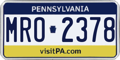 PA license plate MRO2378