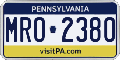 PA license plate MRO2380
