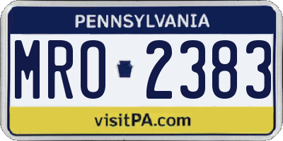 PA license plate MRO2383