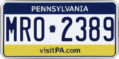 PA license plate MRO2389