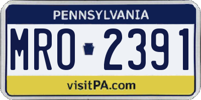 PA license plate MRO2391