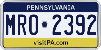 PA license plate MRO2392