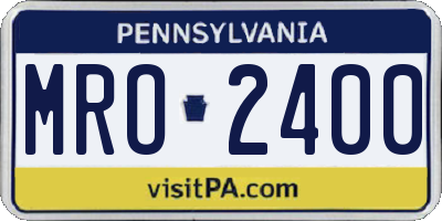 PA license plate MRO2400