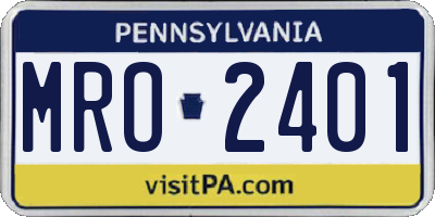 PA license plate MRO2401