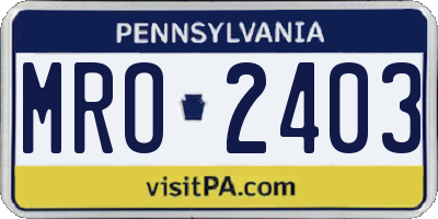 PA license plate MRO2403