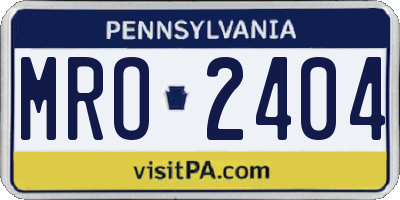 PA license plate MRO2404