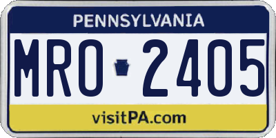 PA license plate MRO2405