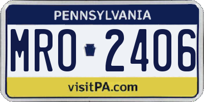 PA license plate MRO2406