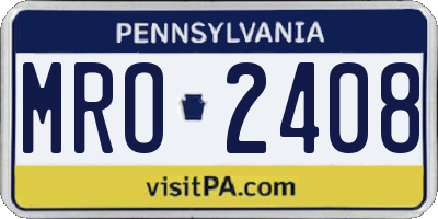 PA license plate MRO2408