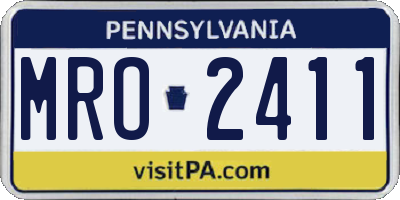 PA license plate MRO2411