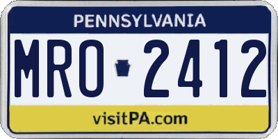 PA license plate MRO2412