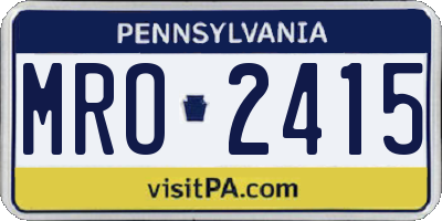 PA license plate MRO2415