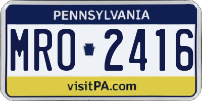 PA license plate MRO2416