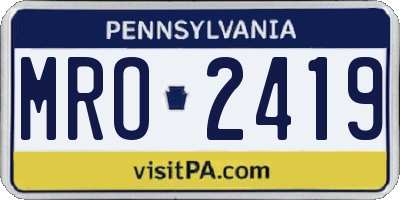 PA license plate MRO2419