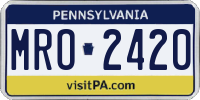 PA license plate MRO2420