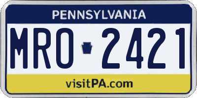 PA license plate MRO2421