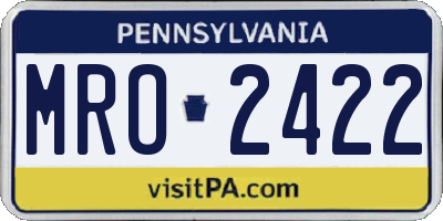 PA license plate MRO2422