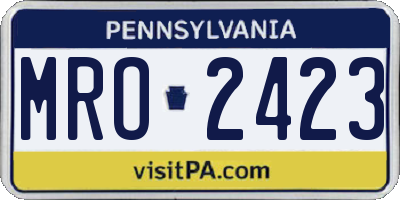 PA license plate MRO2423