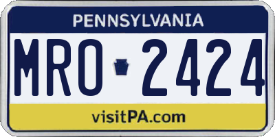 PA license plate MRO2424