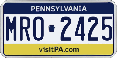 PA license plate MRO2425