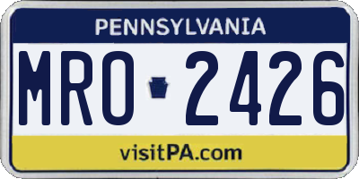 PA license plate MRO2426