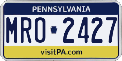 PA license plate MRO2427