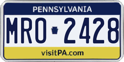 PA license plate MRO2428