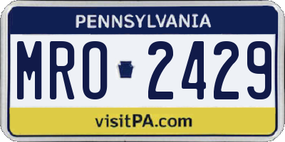 PA license plate MRO2429