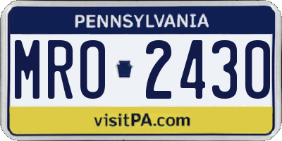 PA license plate MRO2430