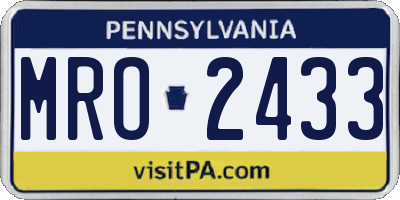 PA license plate MRO2433