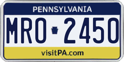 PA license plate MRO2450