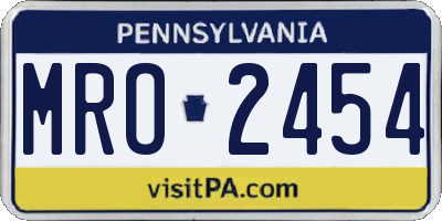 PA license plate MRO2454