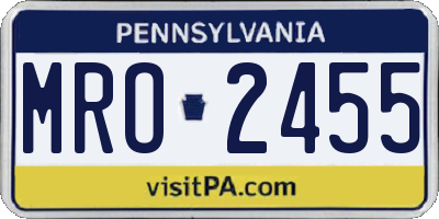 PA license plate MRO2455