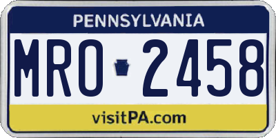 PA license plate MRO2458