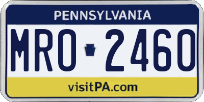 PA license plate MRO2460