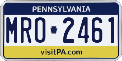 PA license plate MRO2461