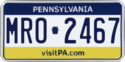 PA license plate MRO2467