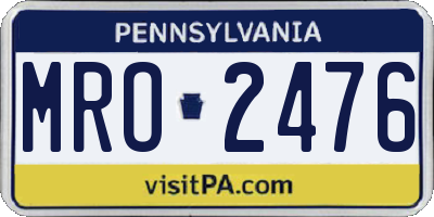 PA license plate MRO2476