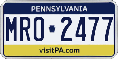 PA license plate MRO2477