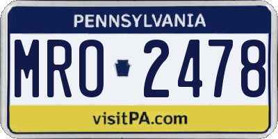 PA license plate MRO2478
