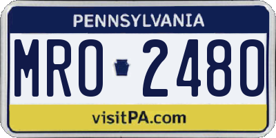 PA license plate MRO2480