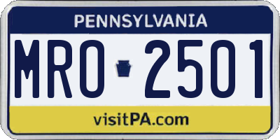 PA license plate MRO2501