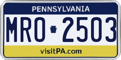 PA license plate MRO2503